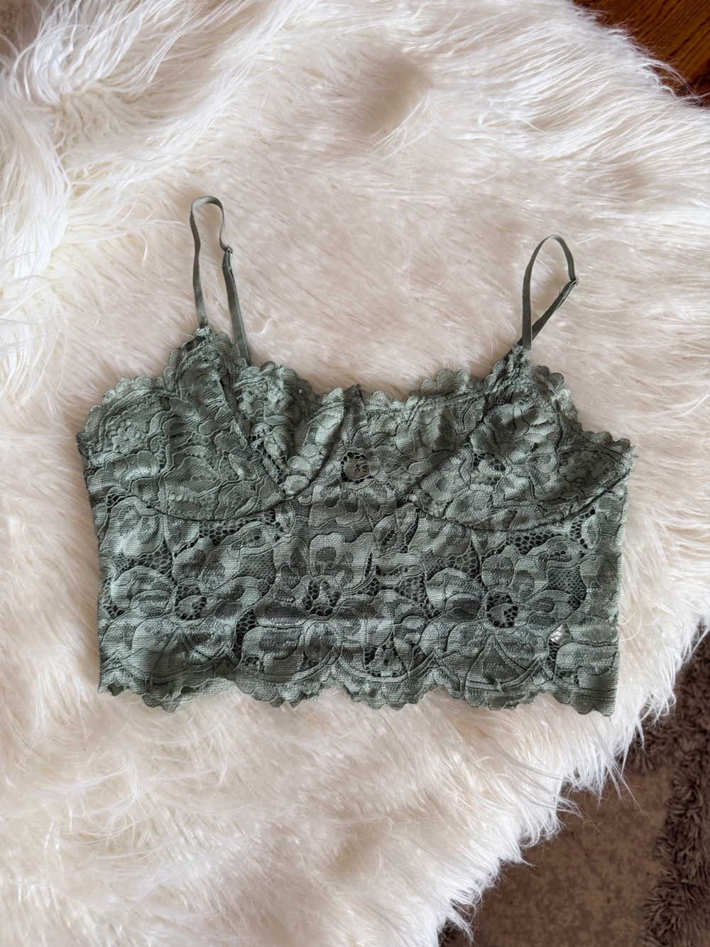 Lace Bralette Camisole in Sage Green